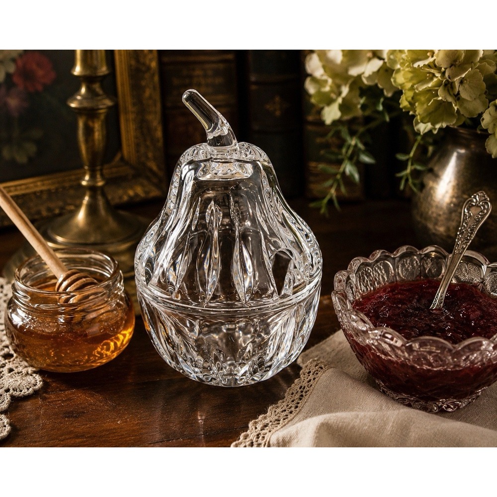 Vintage Nachtmann Bleikristall 24% Lead Crystal Pear Jam Jelly Honey Jar